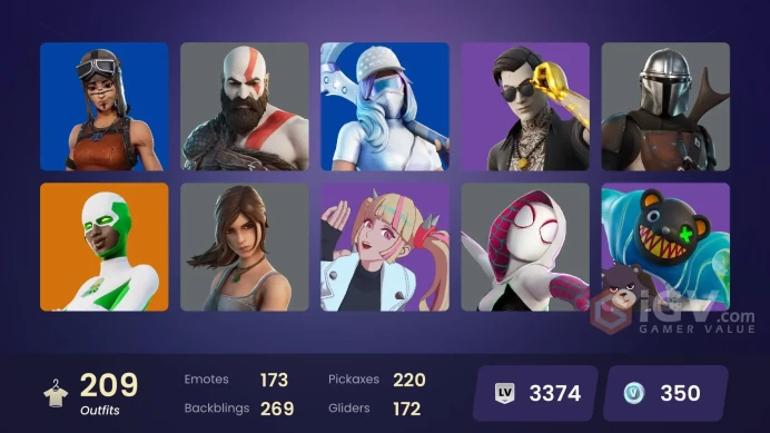 (PC PSN XBOX) 209 skins | Renegade Raider | Master Chief | Gold Kratos | Lina Scorch | Aloy | Vivi Chroma | Era | Joey | Predator | The Imagined