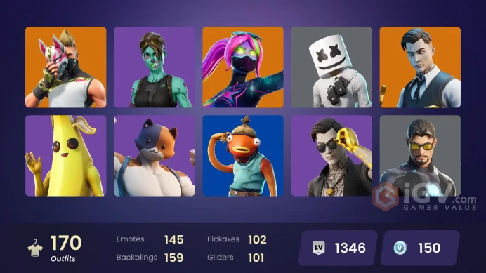 (PC PSN XBOX) 170 skins | 73 PURCHASED SKINS / CHUN-LI / MARSHMELLO / GALAXIA / DARK BOMBER /  Gold Midas | WORLD CUP | Gold Brutus | Clutch | M