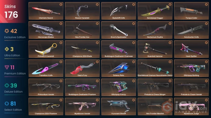 EU-Turkey 176 Skins > Fist Bump Buddy Riot Gun Buddy / Arcane Vandal Nocturnum Scythe Kuronami Vandal Evori Dreamwings Vandal  99046551