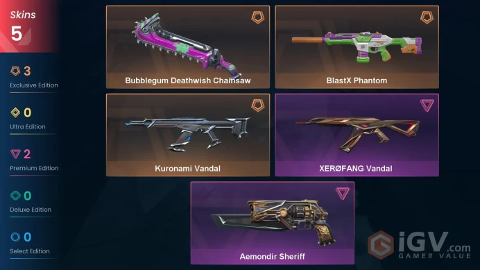 Eu-Europe | Bubblegum Deathwish Chainsaw | Kuronami Vandal | BlastX Phantom | Xerofang Vandal | Aemondir Sheriff | 5 Skins | Level 20 | Full Acc