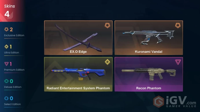 Na-Usa-Can | EX.O Edge | Kuronami Vandal | Recon Phantom | Xerofang Vandal | Aemondir Sheriff | 4 Skins | Level 20 | Full Acc