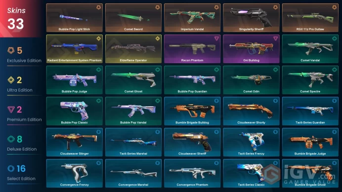 EU [ 33 TOP SKINS + 2 KNIFE ] Radiant Entertainment Phantom + Recon Phantom + Imperium Vandal + Singularity Sheriff / full acces