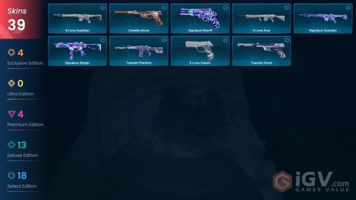 39 Skin // EU-TR // Reaver Vandal + Origin Vandal + Cryostasis Vandal + Oni Phantom + Singularity Sheriff + 3 Knife // FULL Access