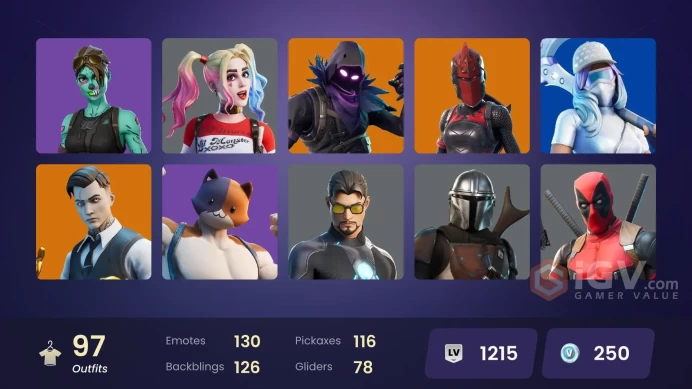 [PC/PSN/XBOX/Nintendo] 97 skins F/A :  Skull Trooper | Gold Midas | Major Glory | Harley Quinn | Ghoul Trooper | Kymera | Torin | Renzo the Dest