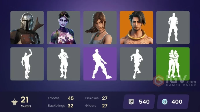  PC/PSN/XBOX  21 SKINS  Menace  Mandalorian  Raz  Spire Assassin  Predator  Lexa  400 VBUCKS  FI7vW 