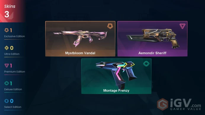 EU | 3 skins | Mystbloom Vandal | Aemondir Sheriff | Montage Frenzy | F3211