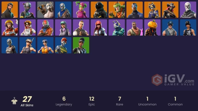 27 skins | The Reaper | Elite Agent | Take The L | Blue Squire | Royale Knight | Reaper | Ride The Pony | Snowflake | Calamity | Carbide | Hime