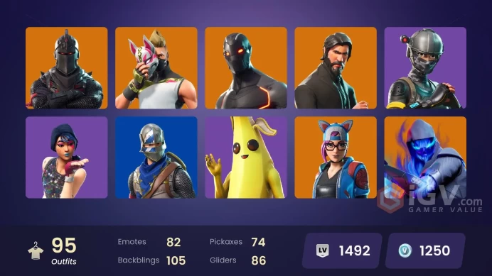 94 skins | Black Knight | The Reaper | Elite Agent | Take The L | Floss | Blue Squire | Royale Knight | Reaper | Ride The Pony | Snowflake