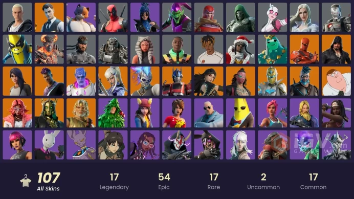107 skins | Omegarok | Hybrid | Optimus Prime | Fade | Peter Griffin | Gear Specialist Maya | Spectra Knight | Renzo the Destroyer | Kado Thorne