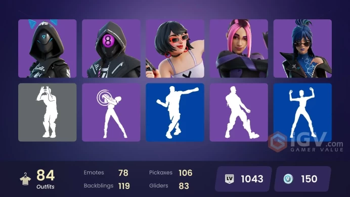 84 skins | Shady Doggo | Omegarok | Snap | Spectra Knight | The Ageless | Renzo the Destroyer | Kado Thorne | Malik | Nezumi | Mizuki