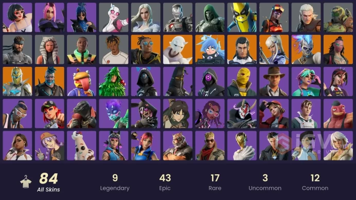 84 skins | Shady Doggo | Omegarok | Snap | Spectra Knight | The Ageless | Renzo the Destroyer | Kado Thorne | Malik | Nezumi | Mizuki