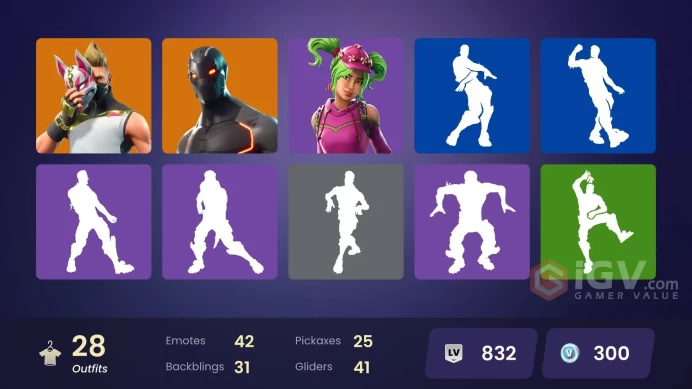 27 skins | Blue Team Leader | Omega (stage 5) | Rogue Agent | Drift | Valor | Carbide | Dire | The Visitor | Ragnarok | Calamity | Enforcer