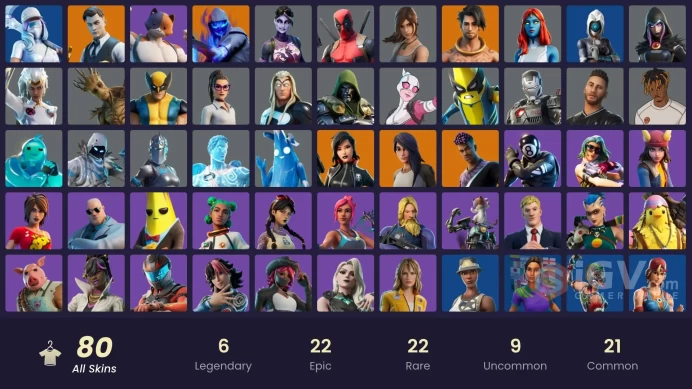 80 skins | Gold Brutus | Gold Midas | The Champion | Fade | Fusion | Gear Specialist Maya | Sorana | Raz | Dark Bomber | Rippley vs Sludge