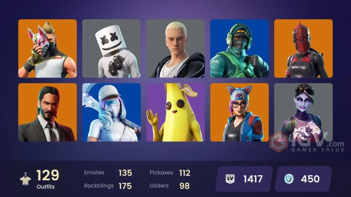 129 skins | Reaper | Ride The Pony | Reflex | Interceptor | Ravage | Hybrid | The Ice King | Wild Card | Dire | Zenith | Luxe | Vertex | Malice