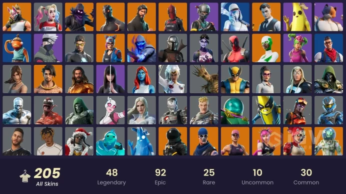 204 skins | The Reaper | Elite Agent | Naruto Uzumaki | Take The L | Tidy | Ride The Pony | Mako | Snowflake | Blue Team Leader | Gold Meowscles