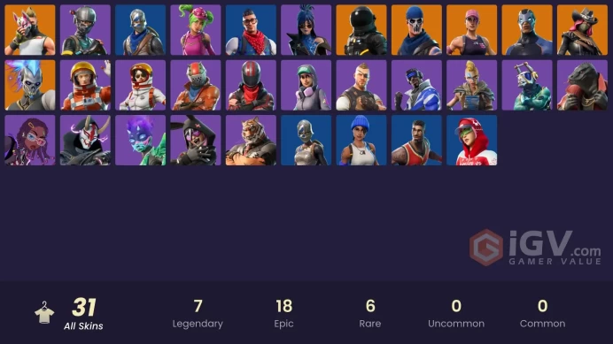 31 skins | Elite Agent | Take The L | Blue Squire | Royale Knight | Ride The Pony | Snowflake | Blue Team Leader | Prodigy | Blue Striker