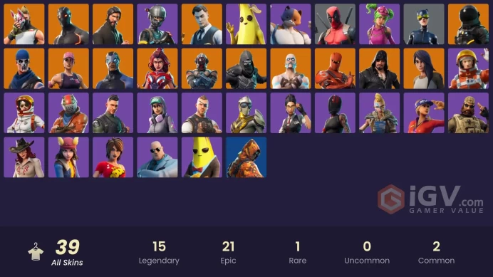 39 skins | The Reaper | Elite Agent | Take The L | Omega | Ride The Pony | Gold Midas | Drift | Hybrid | Valor | Carbide | Gear Specialist Maya