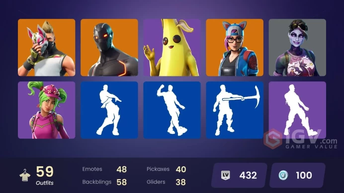59 skins | Omega | Ride The Pony | Rogue Agent | Drift | Hybrid | The Ice King | The Prisoner | Valor | Carbide | Dire | The Visitor | Lynx