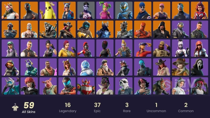 59 skins | Omega | Ride The Pony | Rogue Agent | Drift | Hybrid | The Ice King | The Prisoner | Valor | Carbide | Dire | The Visitor | Lynx