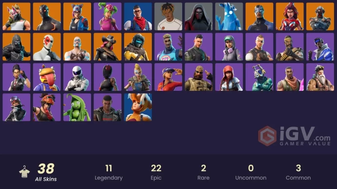 38 skins | Omega | Ride The Pony | Snowflake | Prodigy | Blue Striker | Drift | Valor | Carbide | Wild Card | The Visitor | Lynx | Ragnarok