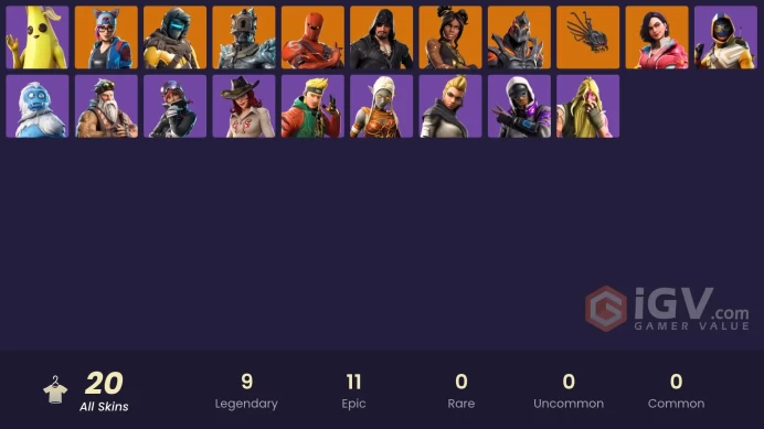 20 skins | Ride The Pony | Mako | Snowflake | Hybrid | The Prisoner | Rox | Lynx | Ruin | Zenith | Luxe | Sentinel | Blackheart | Stratus