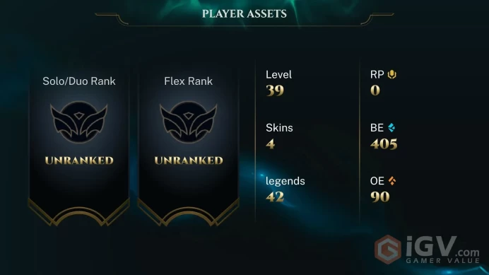 RU  Unranked // ✨ +42 Champion / 405 BE / +4 Skins / 39 Level / Full Access /  Click for Full Details