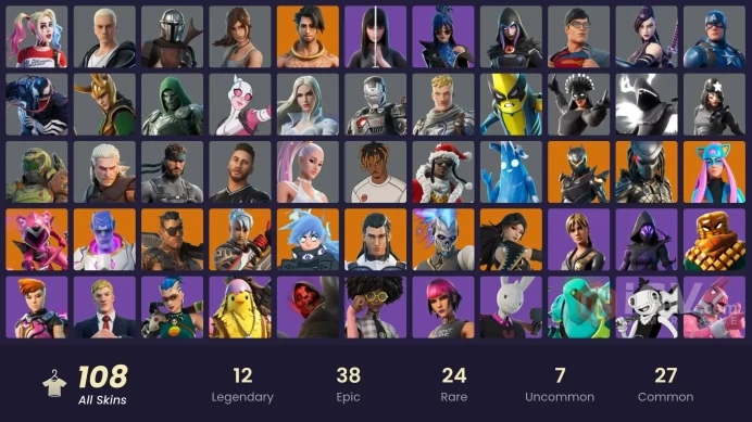  PC/XBOX  108 SKINS  Kymera  Ronin  Mandalorian  Nezumi  Predator  Era  Joey  450 VBUCKS  FIY09 