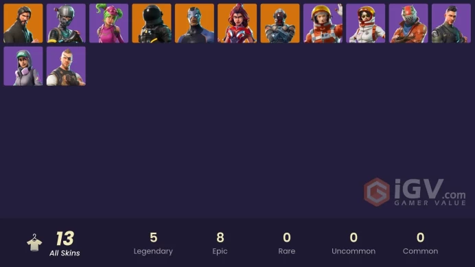 13 skins | The Reaper | Elite Agent | Take The L | Ride The Pony | Snowflake | The Visitor | Dark Voyager | Valor | Carbide | Teknique | Zoey