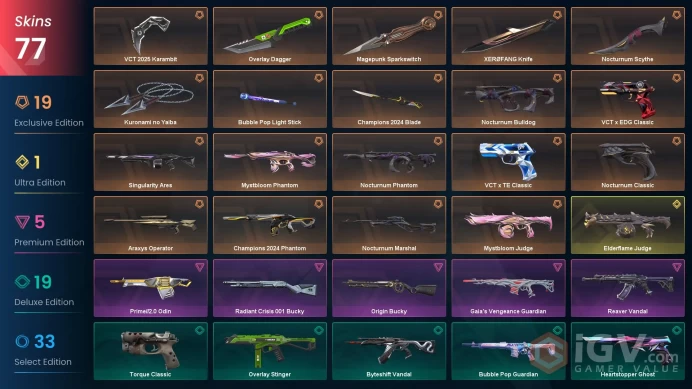 EU/FRA 66205 VP Champions 2024 Phantom Champions 2024 Blade VCT 2025 Karambit Kuronami no Yaiba Mystbloom Phantom Reaver Vandal Radiant Crisis 0