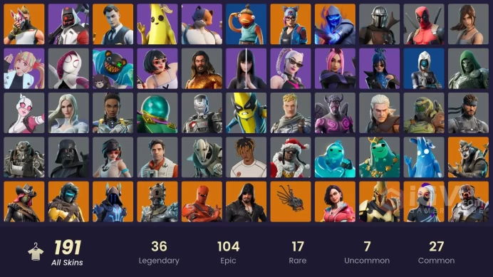 (PC PSN XBOX) 191 skins | Double Helix | Gold Brutus | WORLD CUP | Gold Midas | Hybrid | The Ice King | Joey | Dire | The Ageless | Kymera | Zen