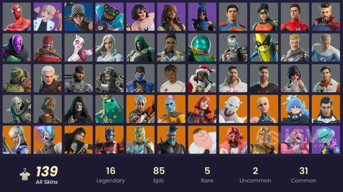 (PC PSN XBOX) 139 skins | The Imagined | The Ageless | Mizuki | Omegarok | Snap | Zeus | Nezumi | Ronin | Peter Griffin | Spectra Knight | The O