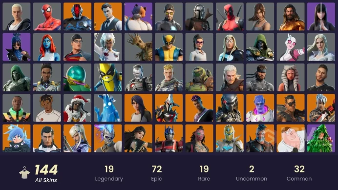 (PC PSN XBOX) 144 skins | Gold Brutus | Gold Midas | Joey | The Ageless | Kymera | Mizuki | Omegarok | Nezumi | Ronin | Peter Griffin | Gear Spe