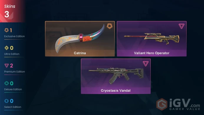 EU Full Access | 3 Skins Catrina + Cryostasis Vandal + Valiant Hero Operator