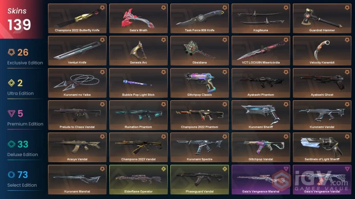 EU / 139 LUX SKINS (Champions 2022 Phantom+Champions 2023 Vandal) + 12 KNIVES (VCT LOCK//IN Misericórdia+Champions 2022 Bu) / MAIL (FULL ACCESS)