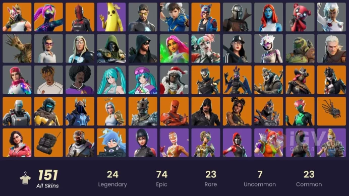 (PC PSN XBOX) 151 skins | Tiki Tackler | Ravage | Hybrid | The Ice King | Dire | Zenith | Luxe | Drift | Red Knight | Rox | Nezumi | Sentinel | 