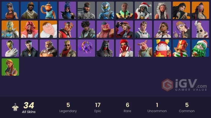  PC/XBOX  35 SKINS  Era  Valeria  Peter Griffin  Spectra Knight  Kado Thorne  400 VBUCKS  FJDJX 