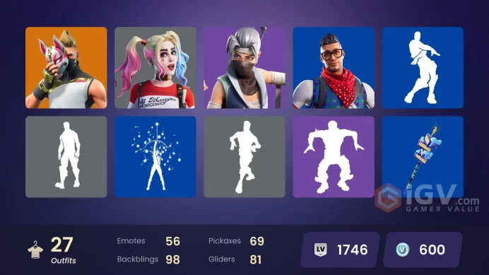  PC/XBOX  27 SKINS  Zeus  Enforcer  Ragnarok  Drift  Hades  Aphrodite  Korra  600 VBUCKS  FIMr8 