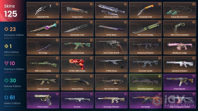 EU+125 skins+82000VP+Diamond 3+Araxys Bio-Atomizers+Byteshift Knife+CYRAX Ghost+EX.O Edge+VCT25 x SEN Classic+Neo Frontier Odin/4.5.1