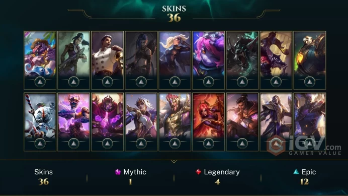 LAS 36 SKINS PLATINUM 4 141 CHAMPIONS 94 LEVEL INSTANT DELIVERY FULL ACCESS FHf38