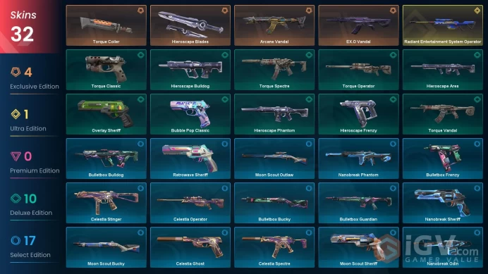 [KOREA] 32 Skins | 2 Knife| Full Acces | Radiant Entertainment System Operator / Arcane Vandal / EX.O Vandal |
