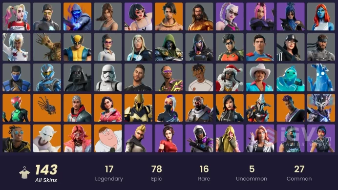 [PSN/XBOX/NIN/PC] 143 SKINS | TART TYCOON | OVERCHARGED | MASKED FADE | FANCY PETER GRIFFIN (NO HAT) | STAGE 5 | GREY | BURNING AMBITION