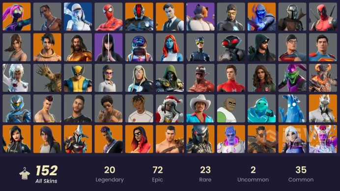 PC/PSN / 152 SKINS / TRAVIS SCOTT | Rogue Spider Knight  | Astro Jack | Joltara | Midas | Mandalorian | Galaxia / MAIL (FULL ACCESS)