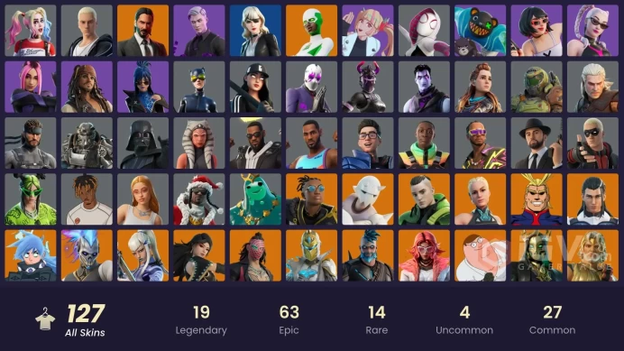 [PSN/XBOX/NIN/PC] 127 SKINS | VIVI CHROMA | HARBINGER ARMOR OMEGAROK | MAGMATIC MIZUKI (COVER-UP OFF) | FANCY PETER GRIFFIN (NO HAT)