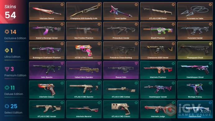 Eu-Europe | Champions 2025 Bundle | Kuronami no Yaiba | Kuronami Vandal | Neo Frontier Phantom| Valiant Hero Operator | 54 Skins | Level 104 | F