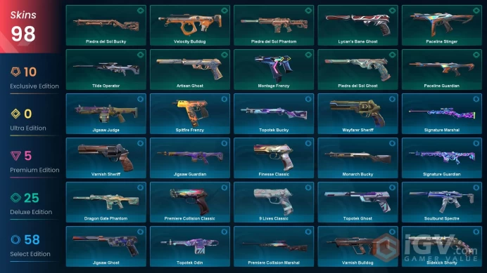 EU | 98 Skins | Blackthorn Blades | Prime//2.0 Karambit | EX.O Vandal | Sentinels of Light Vandal | Prelude to Chaos Vandal | RGX 11z Pro Spectr