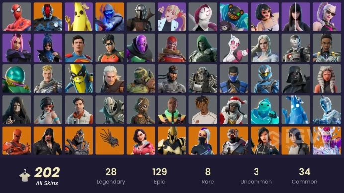 [3in1] / Instant • FN (All Platforms) • 202 skins + 1250 VB • Ahsoka Tano • Take the Elf • Optimus Prime • Darth Vader • Spider-Man •Full Access