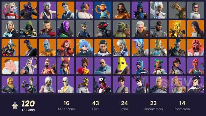 (PC PSN XBOX) 120 skins | 57 PURCHASED SKINS / CANDY AXE / HARLEY QUINN / Oro | Raven | Omegarok | The Imagined | Fade | Peter Griffin | Gear Sp