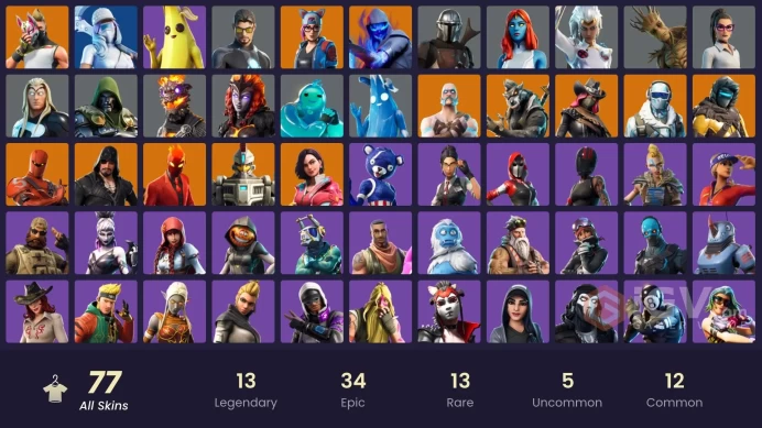 77 skins | Grind | Clutch | Drift | Hybrid | Rox | Fusion | Inferno | Dire | Lynx | Ragnarok | Zenith | Sentinel | Calamity | Blackheart