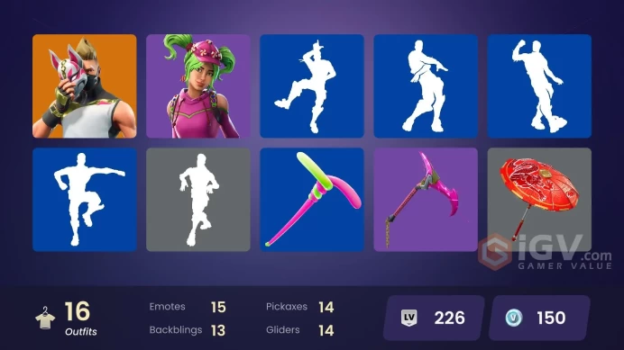 14299[PC/PSN/XBOX] 16 skins|Drift|Ronin|Dark Voyager|Valor|Carbide|Polar Peely|Teknique|Zoey|Rust Lord|Shanta|Battlehawk|