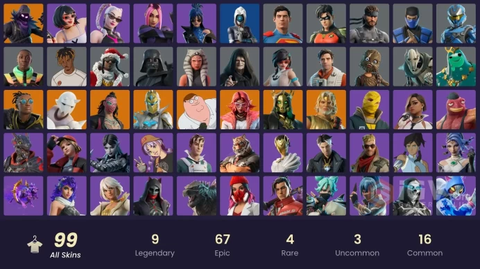 PC/PSN/XBOX | 99 skins | Raven | Snap | Zeus | Peter Griffin | Spectra Knight | Malik | Hades | Kado Thorne | Valeria | Poseidon | Emperor Palpa